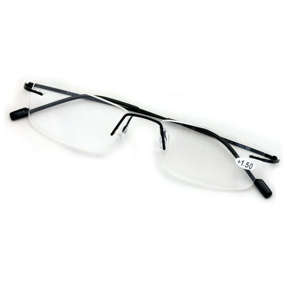 Full Rimless Lightweight Slim Sleek Low Profile Reading Glasses - Thin Classy Metal Smart Readers -Unisex