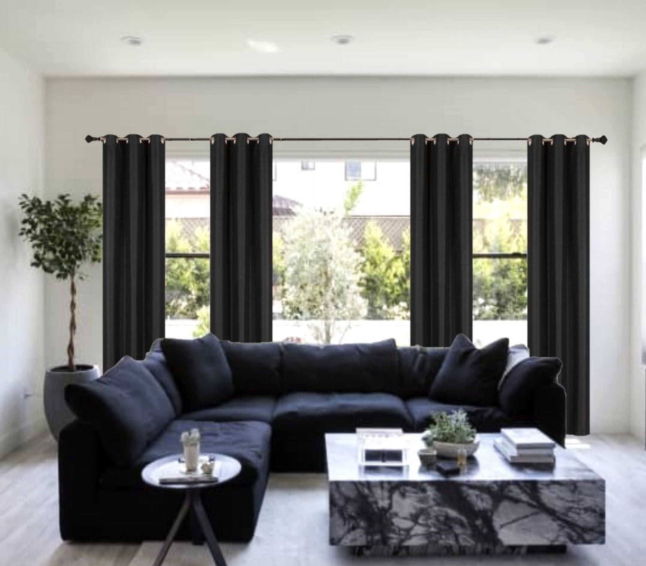 Full Room Darkening 100% Blackout Curtain set of 2 Panels Black Color Top Grommets For Bedroom, Living Room Home Décor 84 inch Long