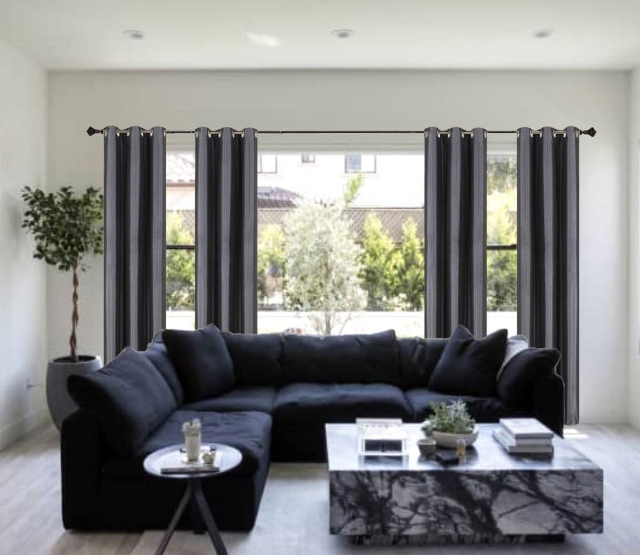 Full Room Darkening 100% Blackout Curtain set of 2 Panels Charcoal Color Top Grommets For Bedroom, Living Room Home Décor 84 inch Long