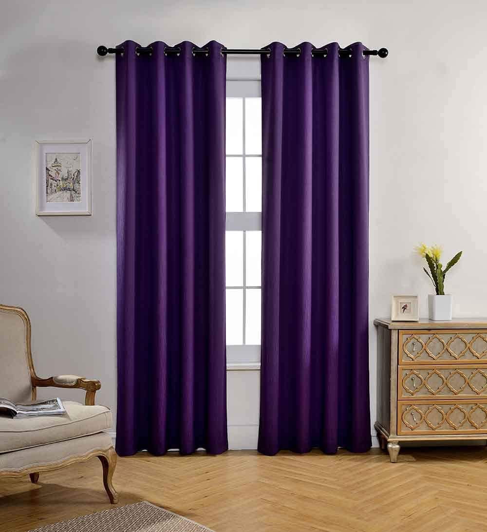 Full Room Darkening 100% Blackout Curtain set of 2 Panels Plum Color ...