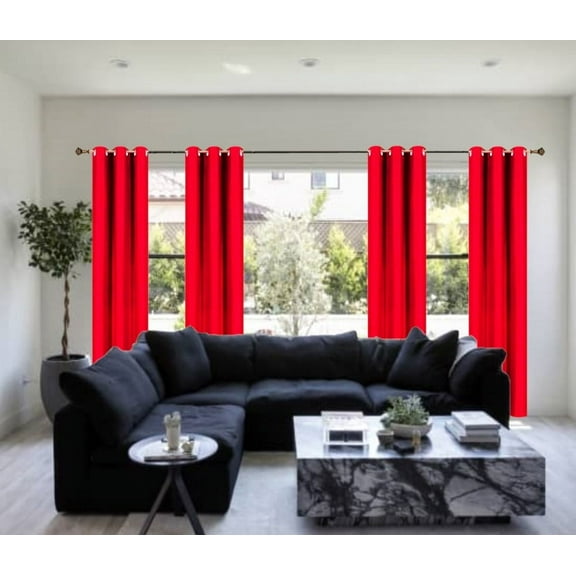 Full Room Darkening 100% Blackout Curtain set of 2 Panels Red Color Top Grommets For Bedroom, Living Room Home Décor 84 inch Long