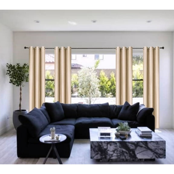 Full Room Darkening 100% Blackout Curtain set of 2 Panels Taupe Color Top Grommets For Bedroom, Living Room Home Décor 84 inch Long