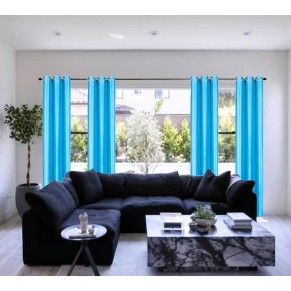 Full Room Darkening 100% Blackout Curtain set of 2 Panels Turquoise Color Top Grommets For Bedroom, Living Room Home Décor 84 inch Long