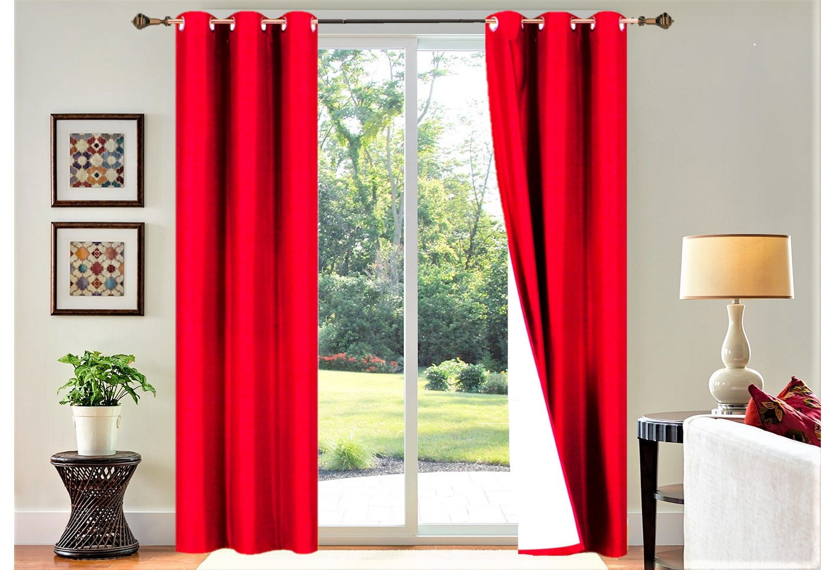 Full Room Darkening 100% Blackout Window Curtain Drapes Top Grommets K86 Set of 2 Panels 84" Long Red Color For Bedroom Home Décor