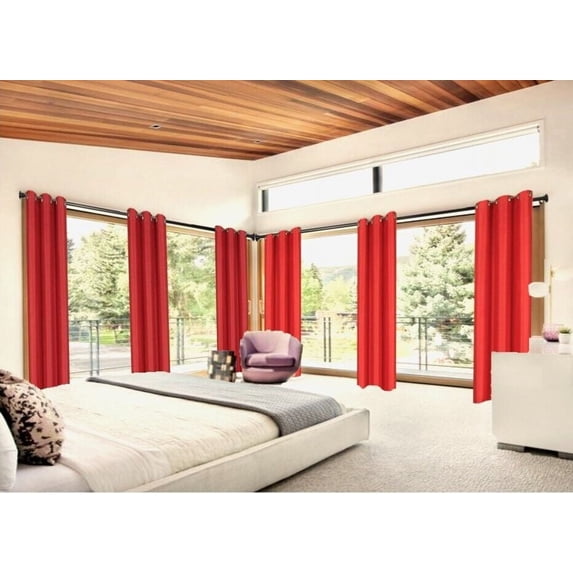 Full Room Darkening Grommets Red 108" Length Adam Window Curtain Drapes for Bedroom Home Décor set of 2 Panels Blackout