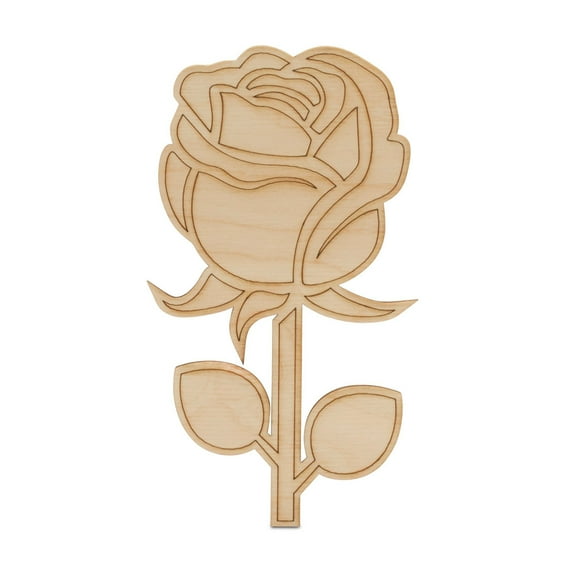 Full Rose Wood Cutouts 8-inch, 1/8 inch Thick, Pack of 5 Rose Flower Gifts for Women and Valentines Crafts/Decor, by Woodpeckers