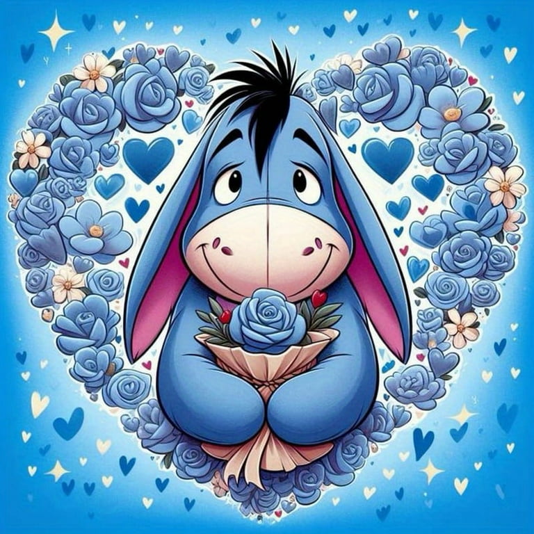 Disney Valentine Eeyore - Puf con diseño Full Round Diamond Eeyore