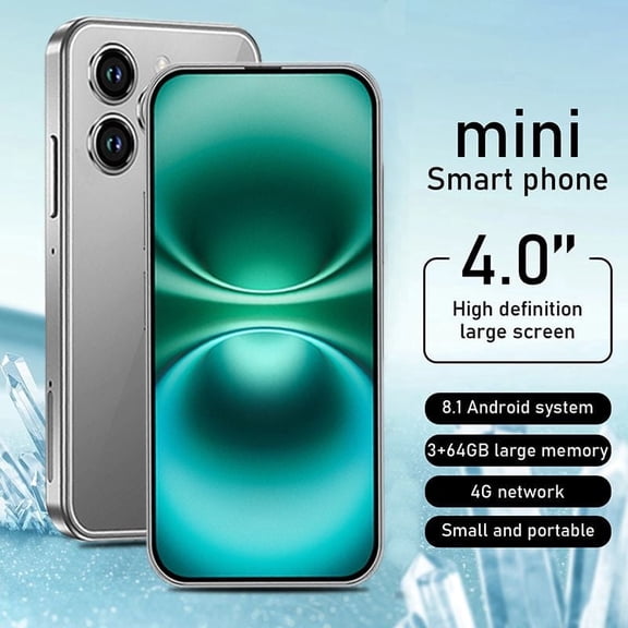 Full Screen Mini Phone Best Holiday Gifts, New Student Phone, 2750mAh Battery 3+64GB Smartphone with Fun Education APP Learning Games Painting Cartoon, Small Unlocked Smartphone, Dual SlM