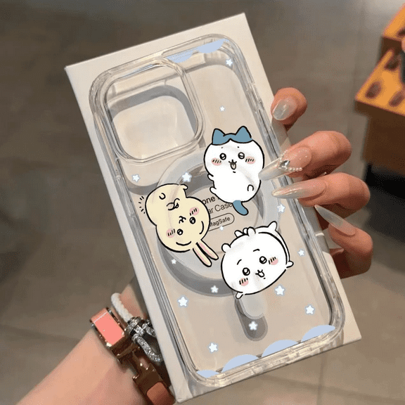 Full Screen Star Classic Chiikawa Cartoon Magnetic Sanrio Phone Case For iPhone 16 15 14 12 13 11 Pro Max MINI Lovely Y2K Cover