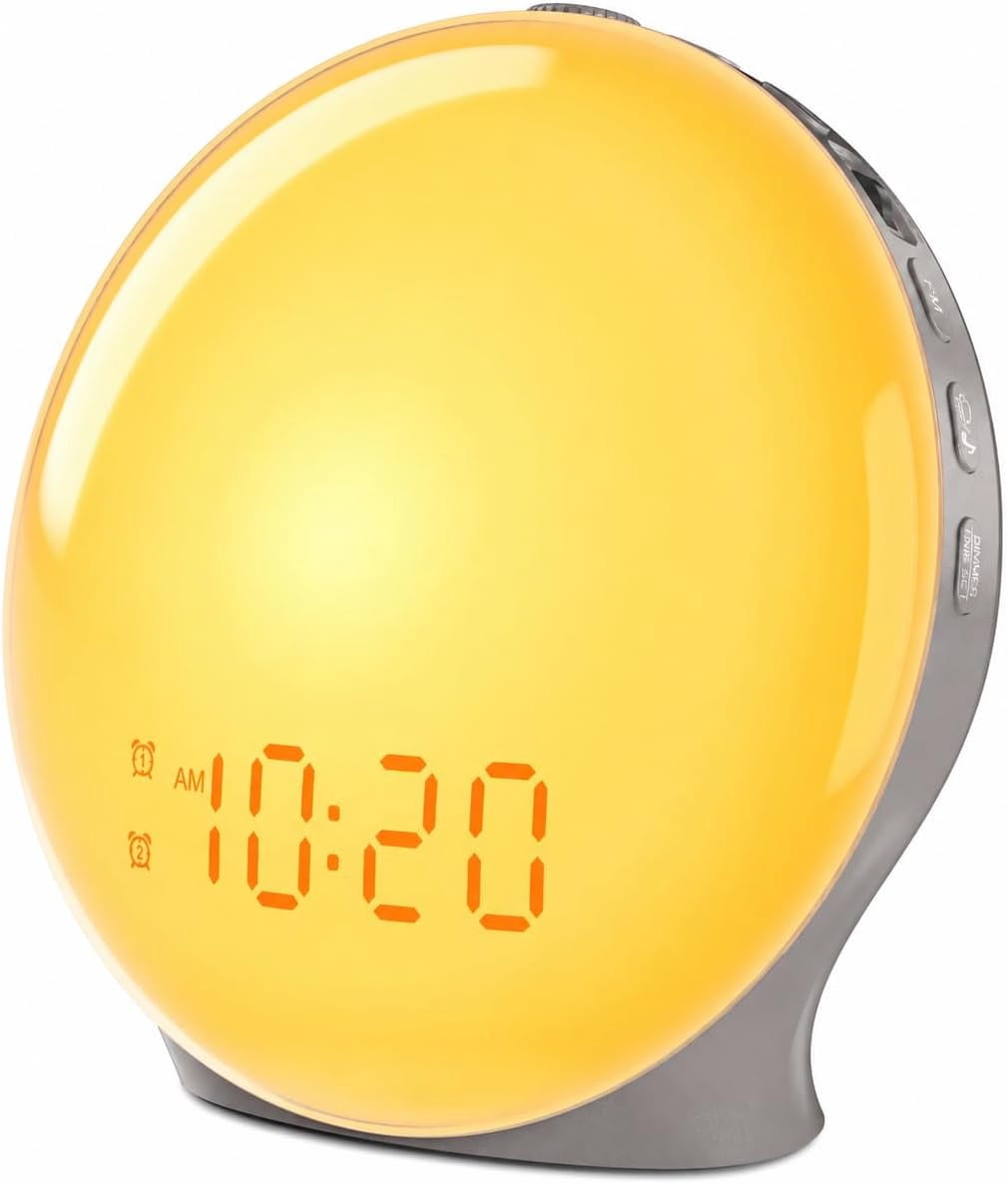 Machine Making Nature Full-Screen Wake Up Light Sunrise Alarm Clocks for Bedrooms, White ...
