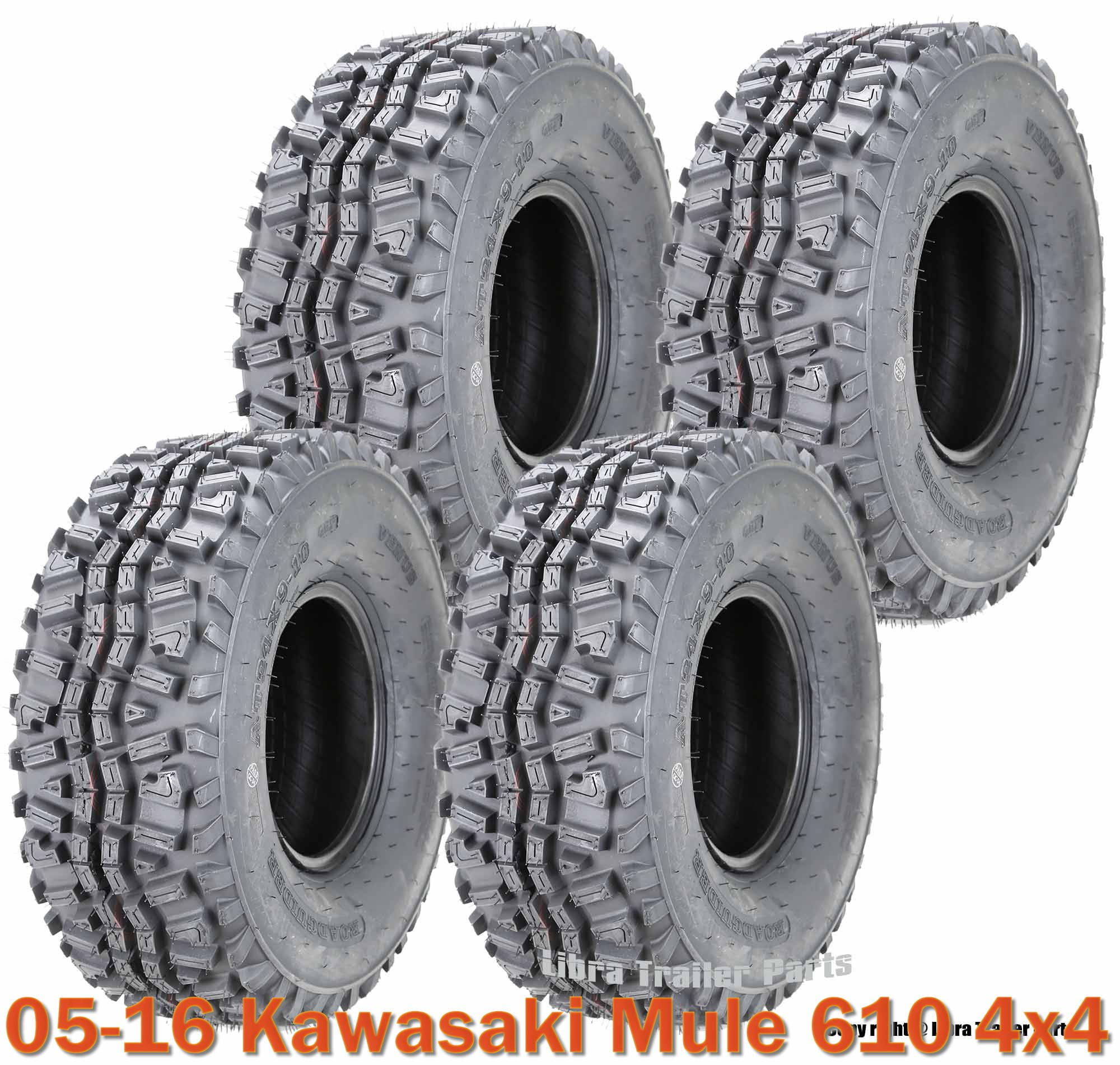 Kawasaki Mule 610 4x4 ATV Quad Tires Full Set 24x9-10 & 24x11-10