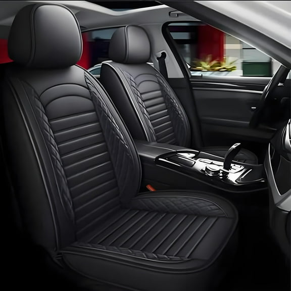 Full Set Car Seat Covers Fit for Ford Focus 2009-2018,5pcs PU Leather Car Seat Cushion Protector Waterproof&Airbag Compatible,Black