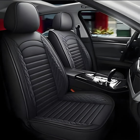 Full Set Car Seat Covers Fit for Nissan Altima 2009-2024,5pcs PU Leather Car Seat Cushion Protector Waterproof&Airbag Compatible,Black