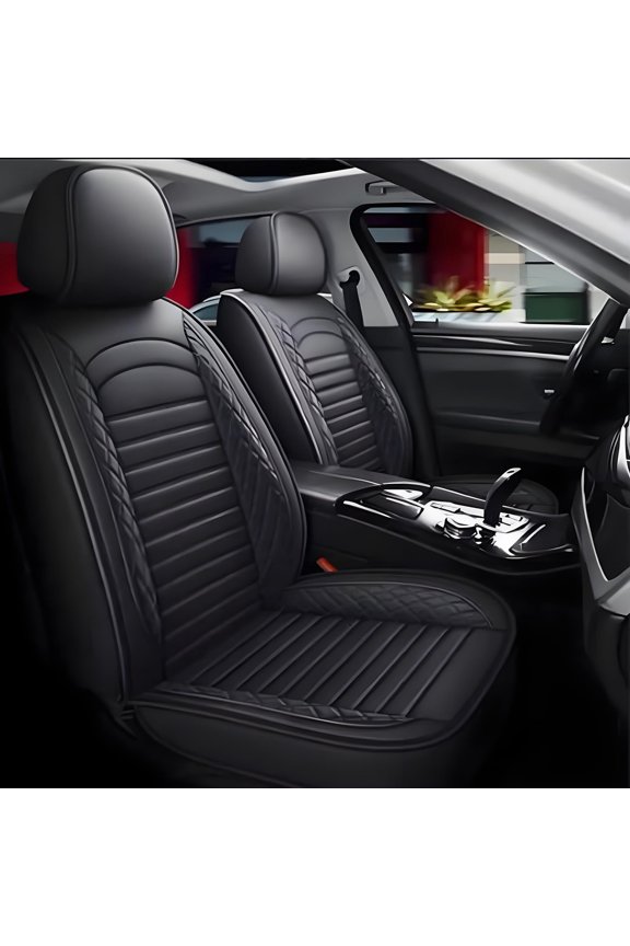 Full Set Car Seat Covers Fit for Nissan Frontier 2009-2024,5pcs PU Leather Car Seat Cushion Protector Waterproof&Airbag Compatible,Black