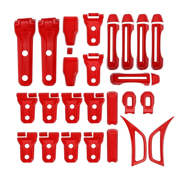 Full Set Exterior Decoration Trim Kit for Jeep Wrangler JL JLU 2018-2022 ABS Red 1Set