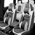 thumbnail image 1 of Full Set Leather Seat Covers for Nissan 99% Models Waterproof Comfortable Car Seat Cushions Universal Car Seat Covers（With Two Pillows,White&Gray）, 1 of 6