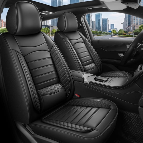 Full Set for Nissan Pathfinder Car Seat Covers 2011-2026,Waterproof Nappa Leather Car Seat Protector,Anti-Slip and Comfortable Car Seat Cover&Accessories(5 Seats/Black)