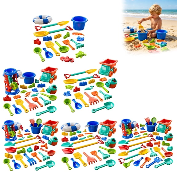 Full Set Sandbox Toys, Beach Toy Kit with Water Wheel, Bucket and Watering Can, Portable Mesh Bag for Outdoor Summer Fun