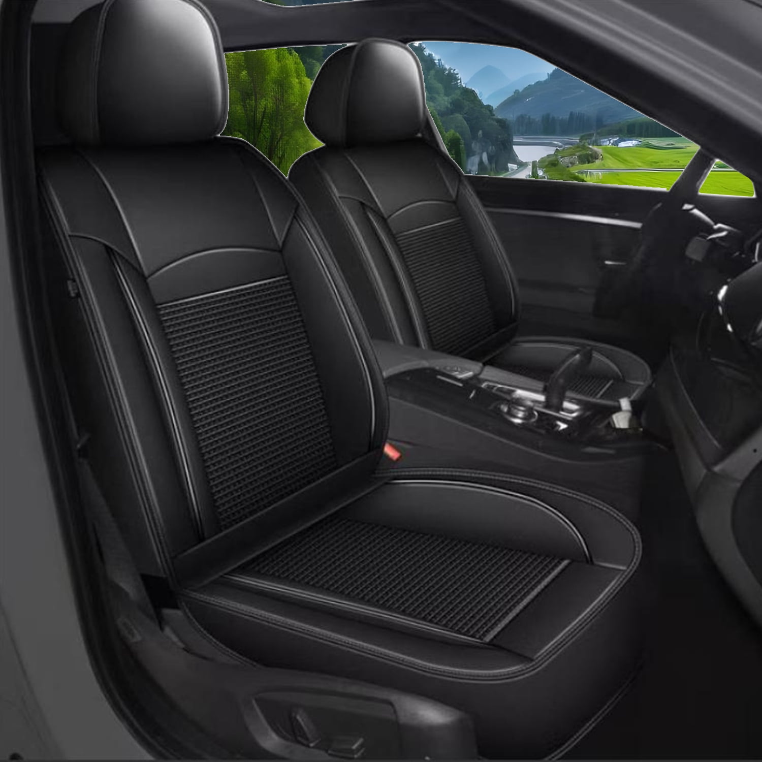 Full Set Seat Covers Fit for Hyundai Tucson 2010-2025, Faux Leather Car Seat Covers, Waterproof & Airbag-Compatible Seat Cushion Automotive Seat Protectors(5 Seats, Black)