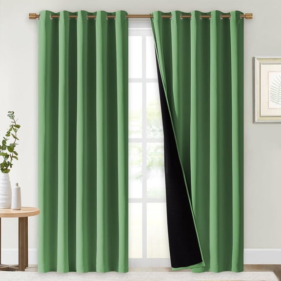 Full Shade Blackout Curtain Panels, Forest Green, Pair of Energy Smart Noise Blocking Thermal Drapes, 70" x 84"