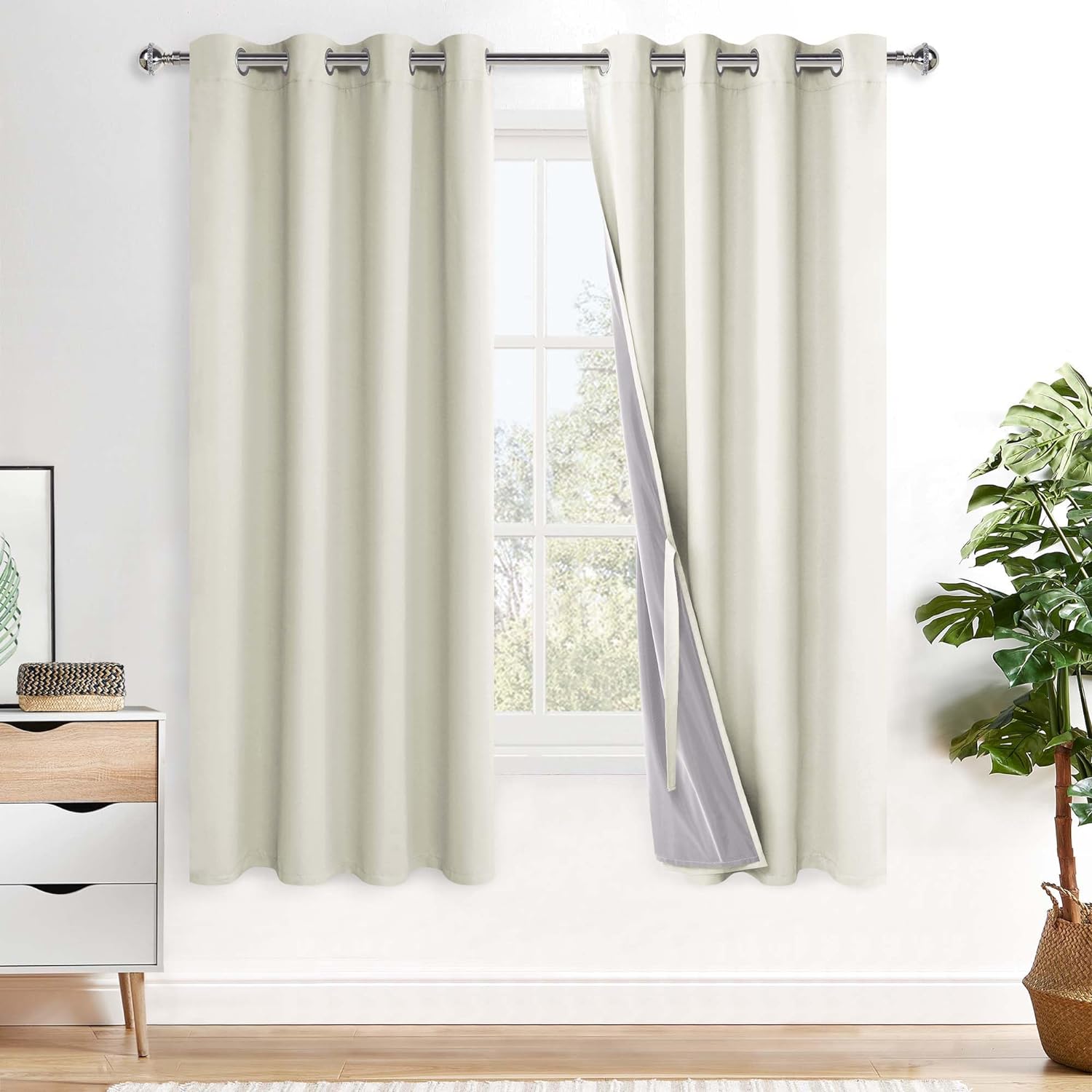 Full Shading Blackout Curtains 63 Inches Length With Tiebacks Heat And