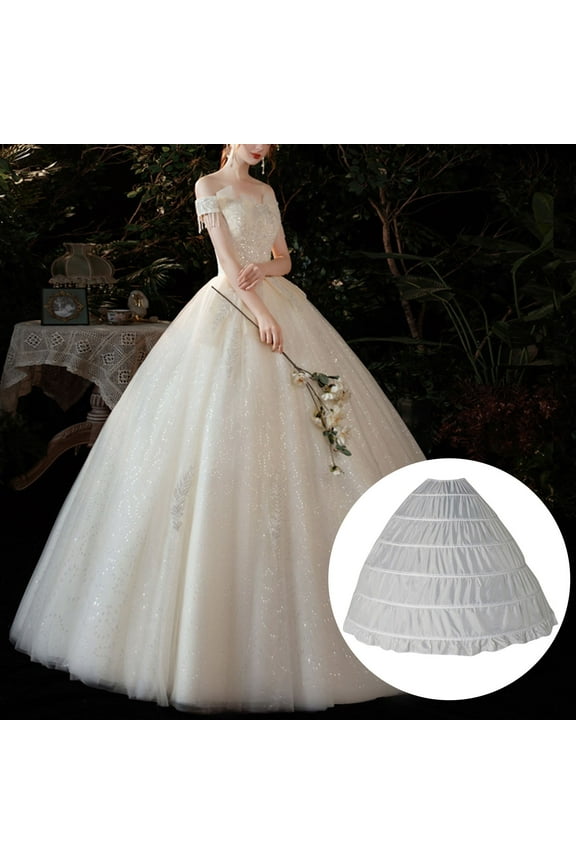Full Shape 6 Hoop Skirt Ball Gown Petticoat Underskirt For Wedding Club Basic Leisure Dailywear