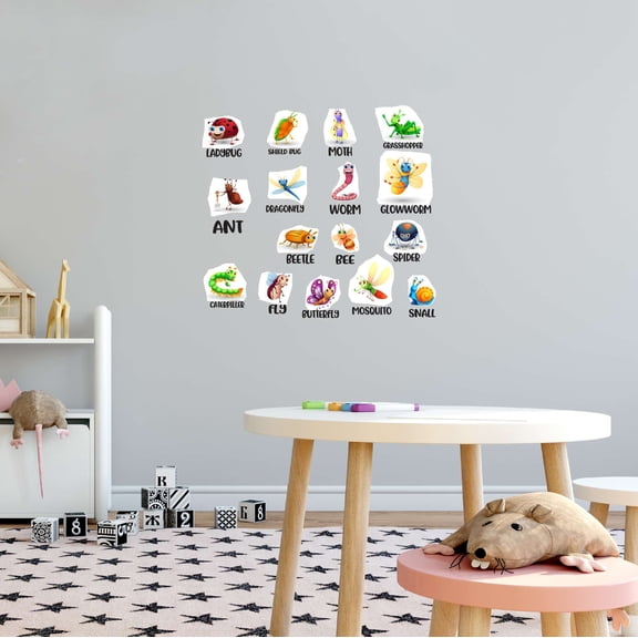 Full Sheet Of Bugs Spder Fly Beetle Bee Mosquito Snall Moth Grasshopper Catterpiller Ladybug Math Science Holiday Gift Decorating Ideas Bedroom Wall Decal Sticker - Size: 40 In X 36 In