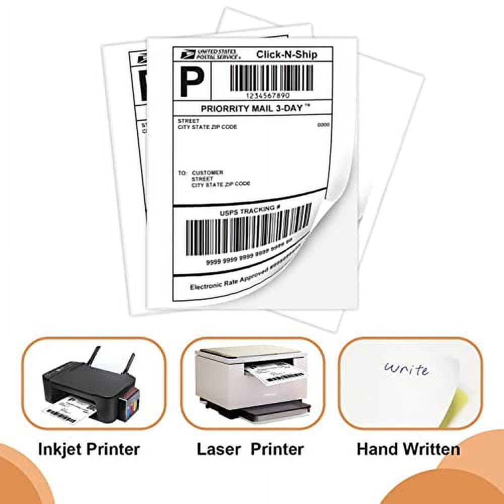 Full Sheet Labels 8.5 X 11, White Matte Sticker Paper, Laser/Inkjet ...