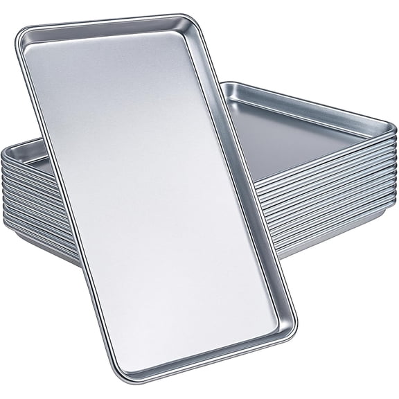 Full Sheet Pans 18 x 26 Aluminum Baking Trays For Oven 19 Gauge Wire In Rim Large Cooking Sheets Baking Sheets For Oven Commercial Bun Pans 12 Pack
