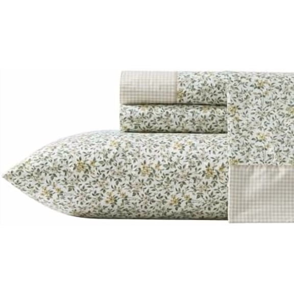 - Full Sheet Set, Breathable Percale Cotton Bedding with Deep Pockets, Chic Home Decor, Oeko-Tex Certified (Tierney Green, Full)