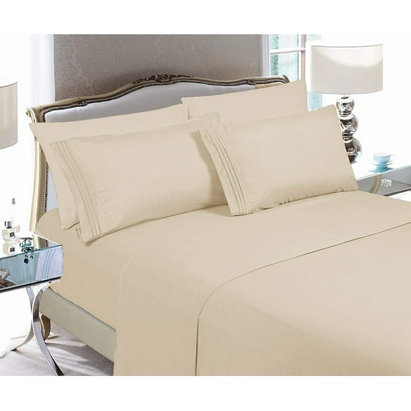 Full Sheet Set - Breathable, Wrinkle-Free, Fade-Resistant Microfiber Bedding - Deep Pocket, Easy Care, 4-Piece Set - Full, Cream