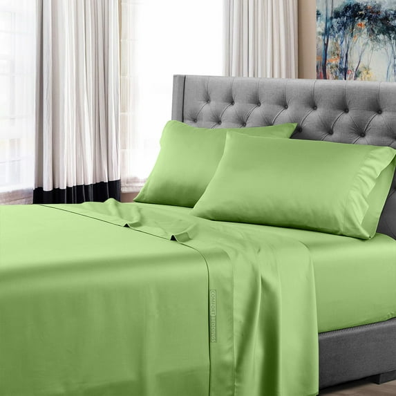 Full Sheet Set -Dorm Room Bed Sheets - Hotel Luxury 4 Piece Sheets College Dorm Bedding for Kids, Dorm Rooms Extra Soft Sheets - Deep Pockets 400 Thread Count Egyptian cotton Sage Sheet Set