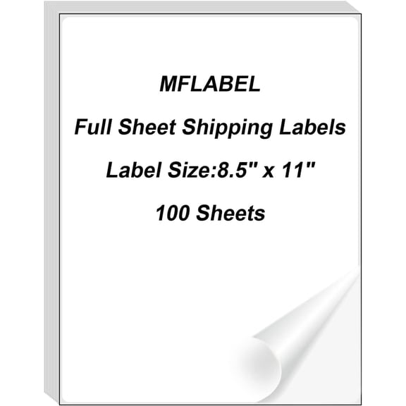 Full Sheet Sticker Label, Address Sticker, White Matte Label Paper, 8-1/2" x 11" Shipping Labels for Laser & Inkjet Printer (1200 Labels, 1200 Sheets)