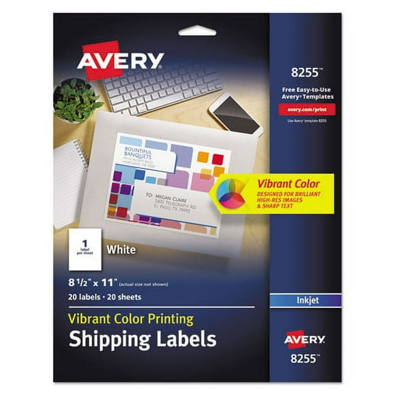 Full-Sheet Vibrant Inkjet Color-Print Labels, 8.5 X 11, Matte White, 20/pack | Bundle of 2 Packs