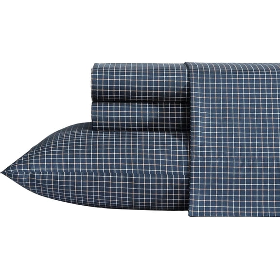 - Full Sheets, Premium Cotton Percale Bedding Set, Plaid Home Decor, Oeko-Tex Certified (Reece Plaid Navy, Full)
