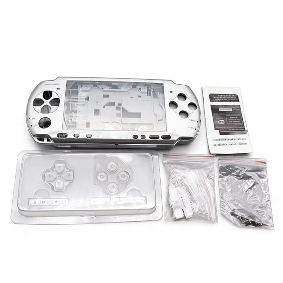 Full Shell Set for PSP3000, ABS Replacement Case with Buttons Screws, Silver