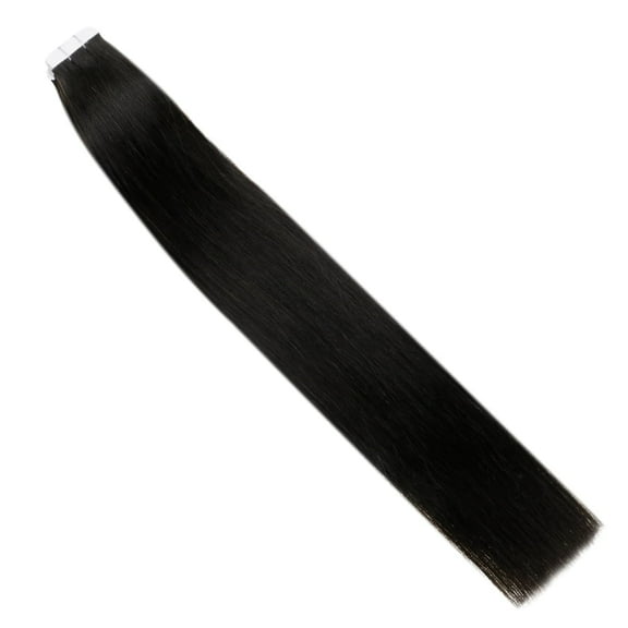 Full Shine Real Human Hair Tape in Extensions Black 12Inch 20Pcs 30Gram for Adult Women
