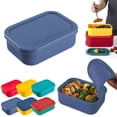 thumbnail image 1 of Full Silicone Food Storage Containers, Stackable Bento Lunch Boxes with Leak Proof Airtight Lids for Meal Prep, Home, Office, Travel, BPA Free, 700ml(G), 1 of 4