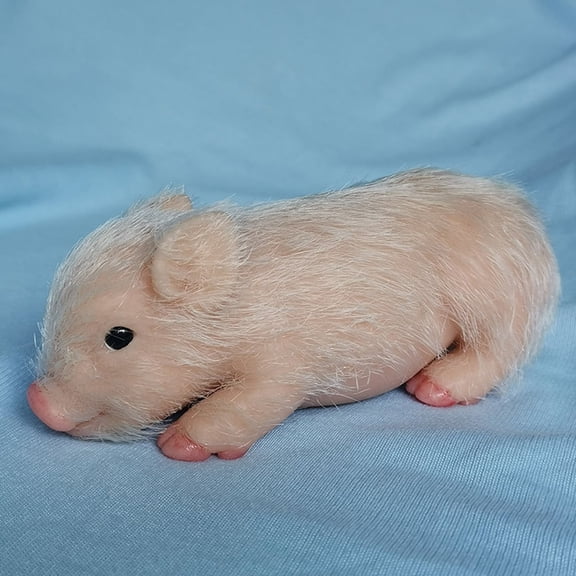 Full Silicone Piglet Reborn Baby Pig Doll Lifelike Cute Animal Toy Miniature Desk Decor 4.7 Inch (6inches )