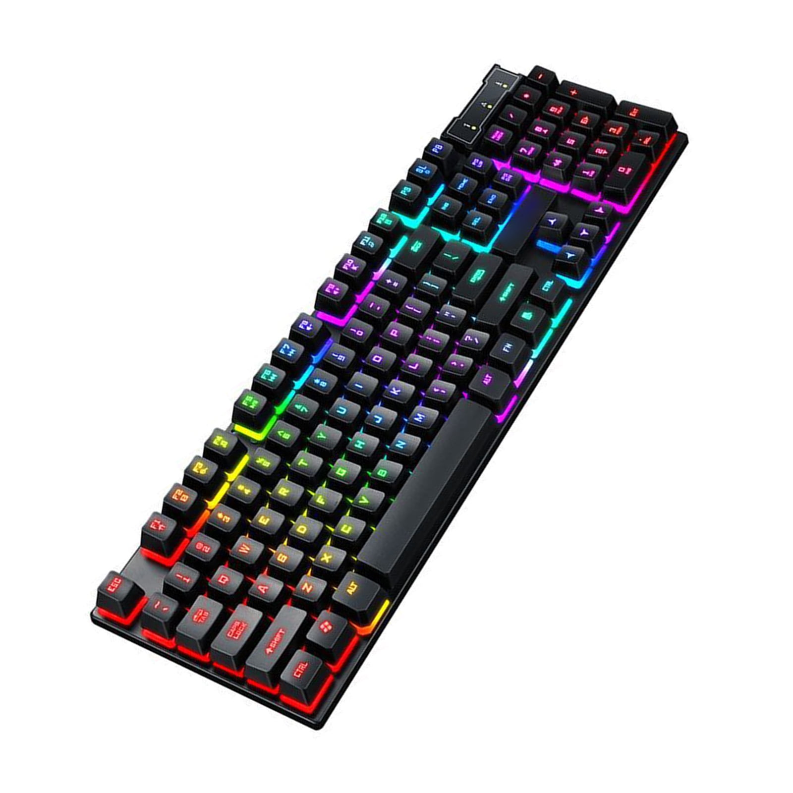Full Size 104Key USB Cord RGBs Backlit Gaming Keyboards with Floating Key Splash Proof Design Mechanical Feel for Gamers and Typists