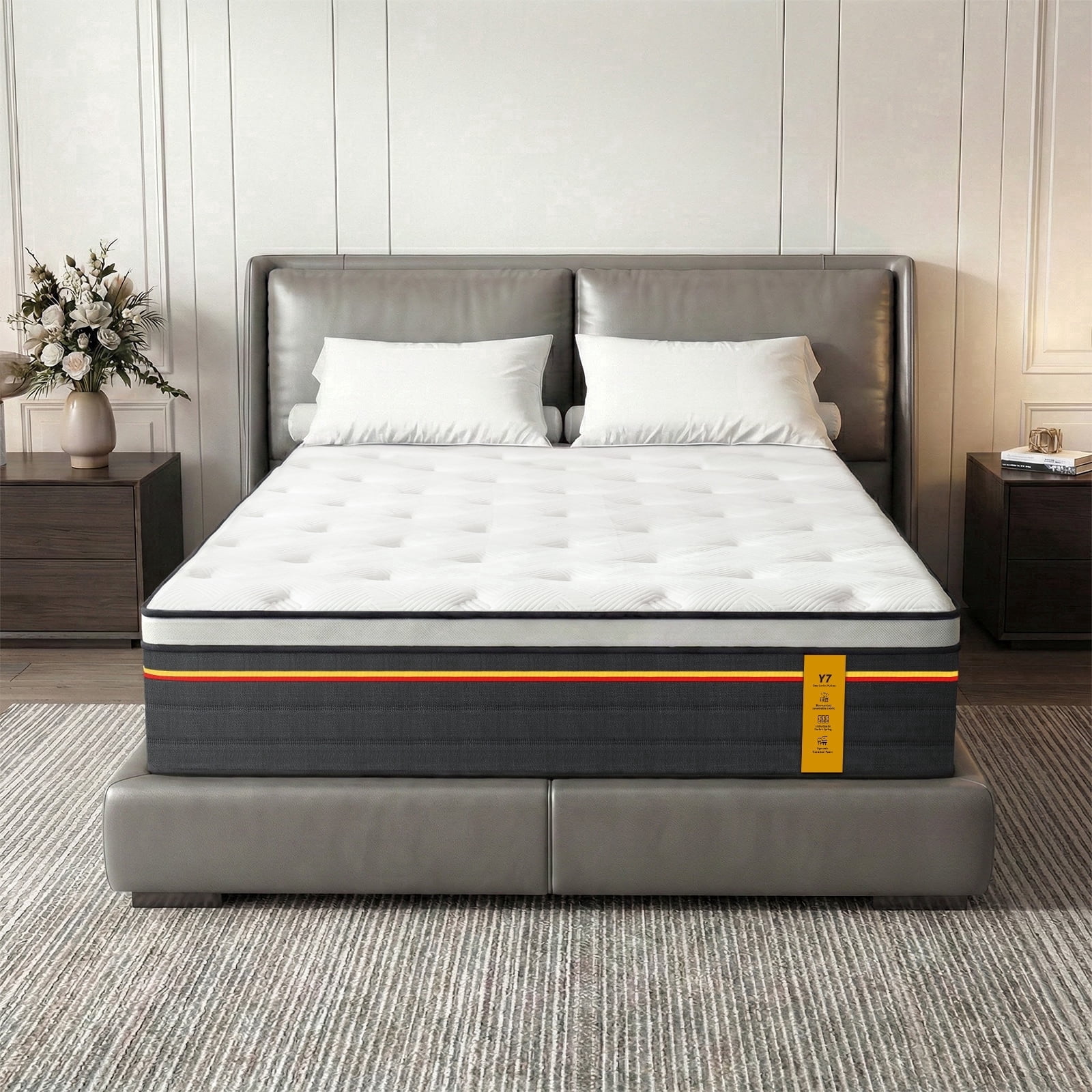 Full Size 12 Inch Hybrid Mattresses, Medium Firm, CertiPUR-US Certified Foam, Zoned Support, Pressure Relief, Edge Reinforcement