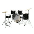 thumbnail image 1 of Full Size 22in 5-Piece Complete Adult Drum Set with Bass Drum, 2 Tom Drum, Snare Drum, Floor Tom, 16" Ride Cymbal, 14" Hi-hat Cymbals, Stool, Drum Pedal, Sticks, Black, 1 of 10