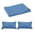 thumbnail image 1 of Full Size 3-Pc Solid Color Sheet Set Deep Pocket Fitted Sheet with Pillowcases 59.05x90.55in Easy Care Washable Polyester Bedding(Dark blue/C), 1 of 6