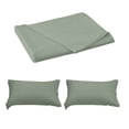thumbnail image 1 of Full Size 3-Pc Solid Color Sheet Set Deep Pocket Fitted Sheet with Pillowcases 59.05x90.55in Easy Care Washable Polyester Bedding(Military green/C), 1 of 6