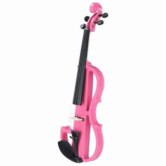 Full Size 4/4 Bunnel Edge Electric Silent Violin Set - Pink Finish with Case, Bow, Rosin & Headphone Connection