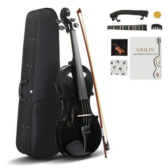 Full Size 4/4 Violin Set for Adults & Beginners - Complete with Hard Case, Bow, Shoulder Rest, Rosin, Extra Strings & Sordine