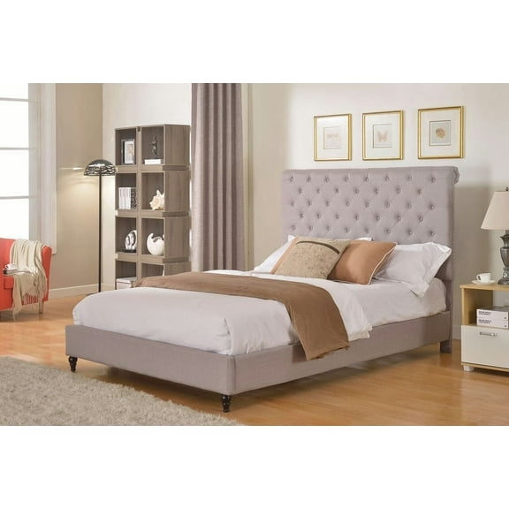 Full Size 48 inch Upholstered Platform Bed Frame - Gray - Oliver & Smith