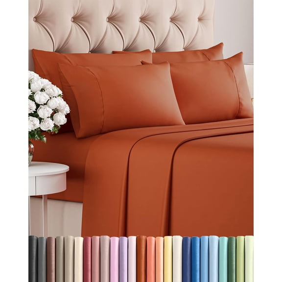 Full Size 6 Piece Bedding Sheet Set 26 - Terracotta
