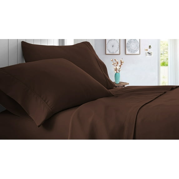 Full Size 800 Thread Count Sheet Set Solid - 4 Piece - Hotel Quality Super Soft Bed Sheets- 21" Deep Pockets Easy Fit - Breathable & Cooling Sheets ( Chocolate )
