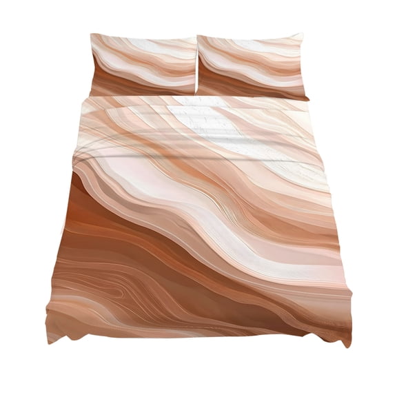 Full Size Abstract Wave Texture Sheet Sets Retro Earth Color Gradient Soft Breathable Microfiber Bed Sheets Deep Pockets 4 Piece Bed Sheets Set, 1 Fitted Sheet, 1 Flat Sheet & 2 Pillowcases